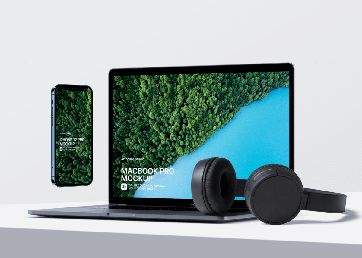 Free multi device responsive mockup (psd). Multiple Devices Mockup Scene