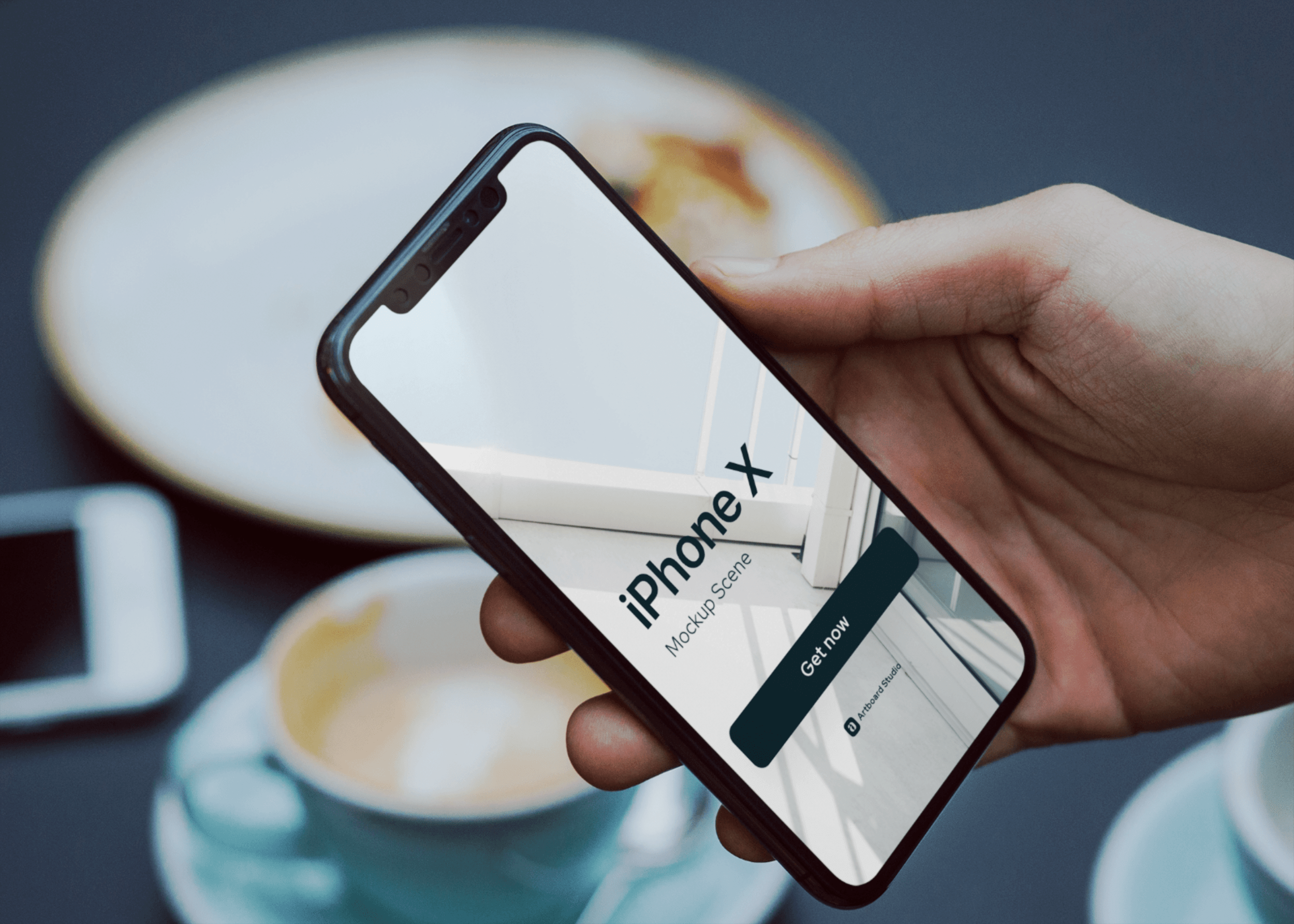 If your need is to create an image with a hand holding an iphone, you're in the right place! Hand Holding Iphone X Mockup Scene