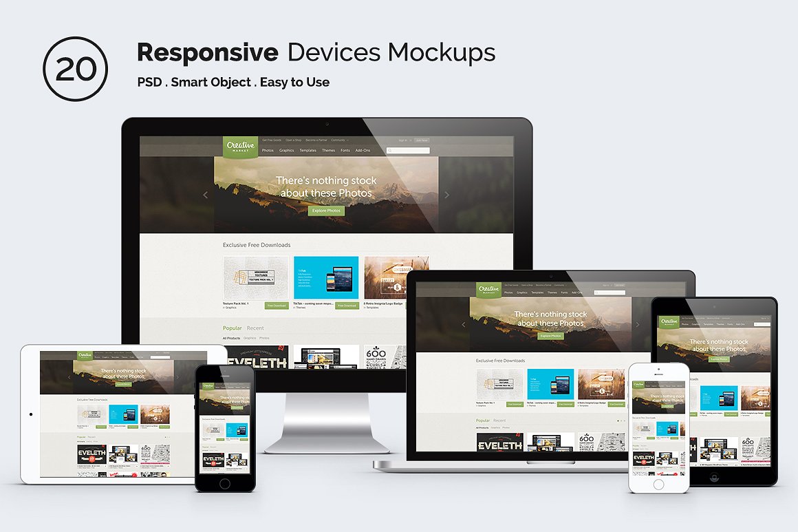 These mockups are time savers download, insert your content and designs and you are ready to show the world your design on any screen size. Responsive Screen Mockup Devices Pixasquare