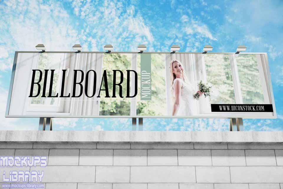 Steel pipe outdoor media billboard ad psd mockup. Outdoor Mockups Building Billboard Mockup Mockups Library