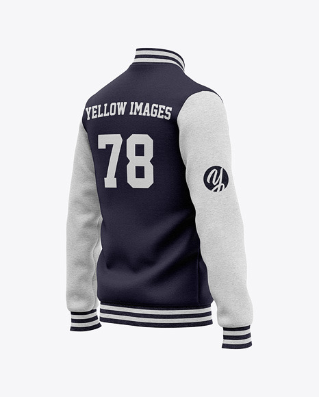 Image Choose any free psd mockups you like for your projects and . Men S Heather Varsity Jacket Mockup Back Half Side View