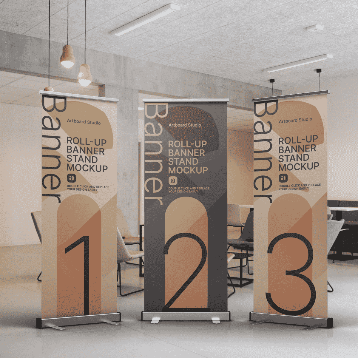 Banners are a great way to decorate your party room, whether you want to send a celebratory message or add a touch of bling to your decor. Roll Up Banner Stand Mockup Template